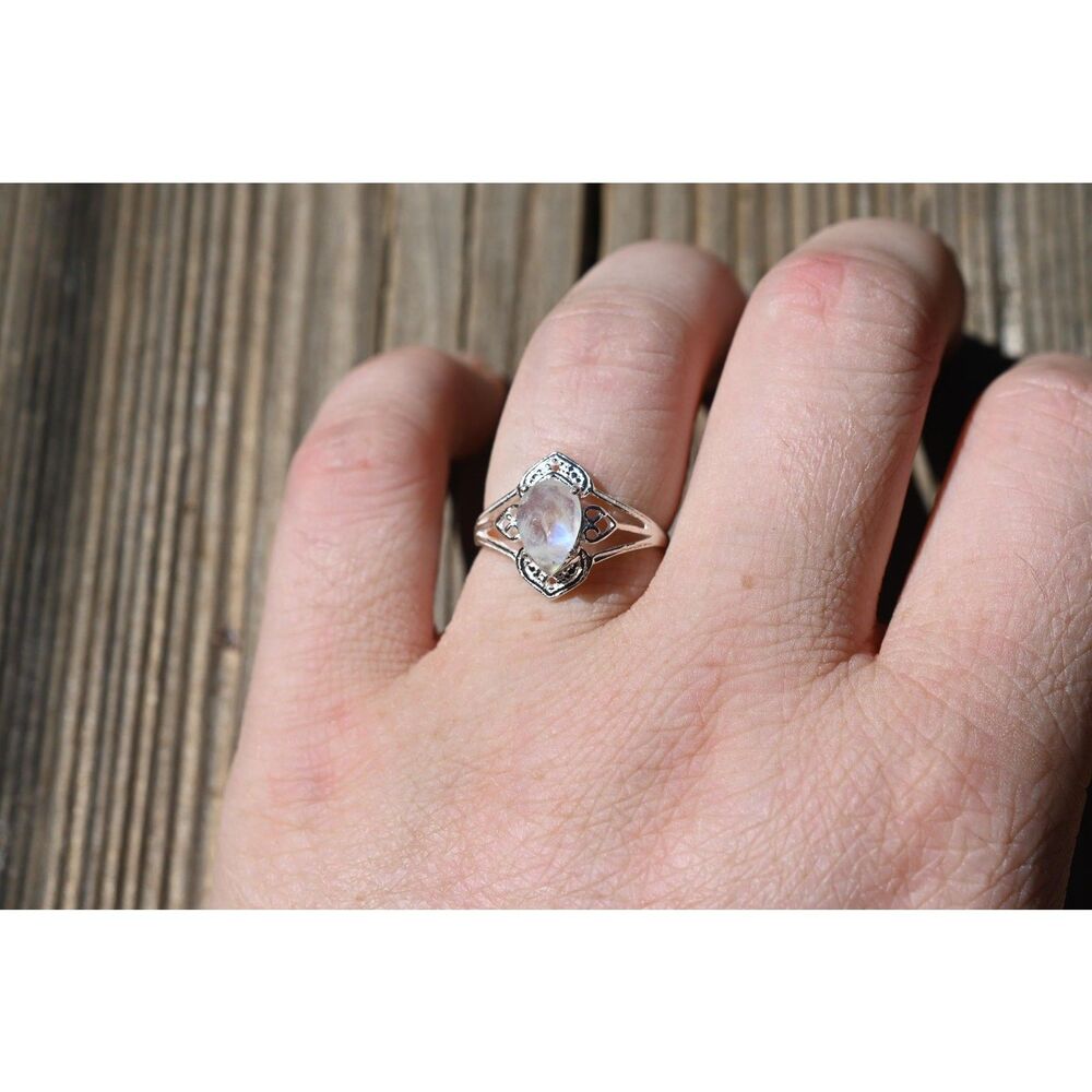 Engagement ring Moonstone sterling silver ring American made